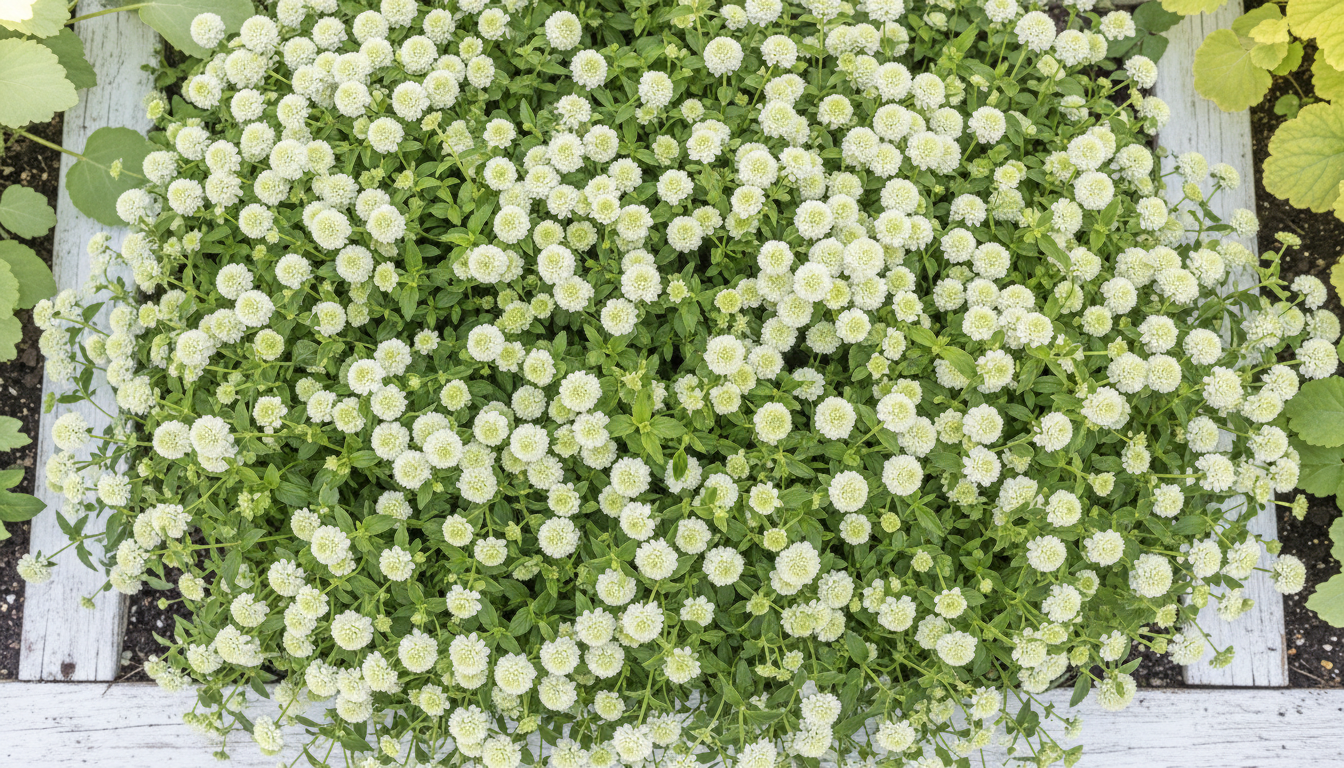 Агератум Гаустона (Ageratum houstonianum), массивом в цветнике