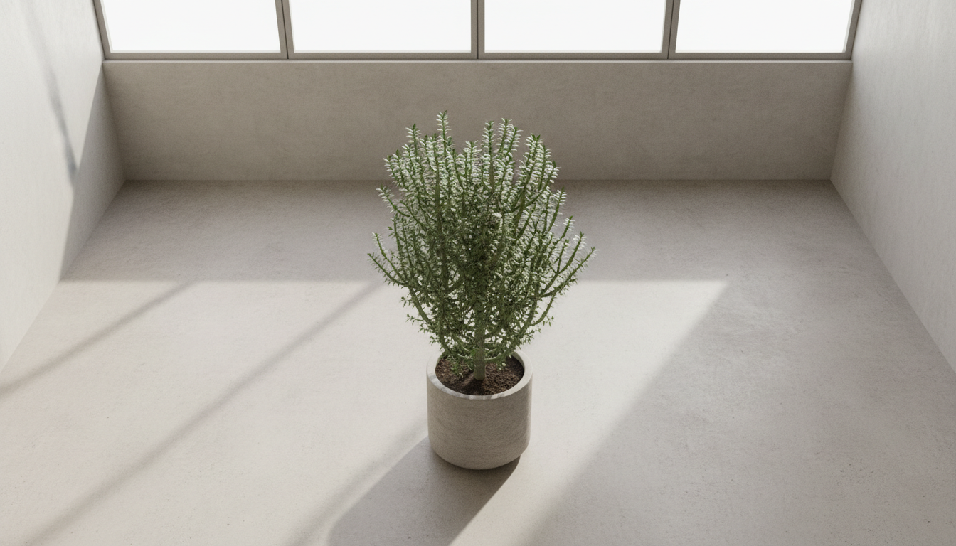 Аллюодия восходящая (Alluaudia ascendens), в светлой студии в бетонном кашпо