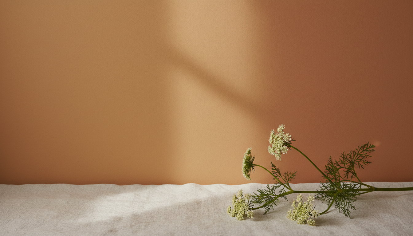 Бедренец Коржинского (Pimpinella korshinskyi), свежесрезанные стебли на льняной ткани