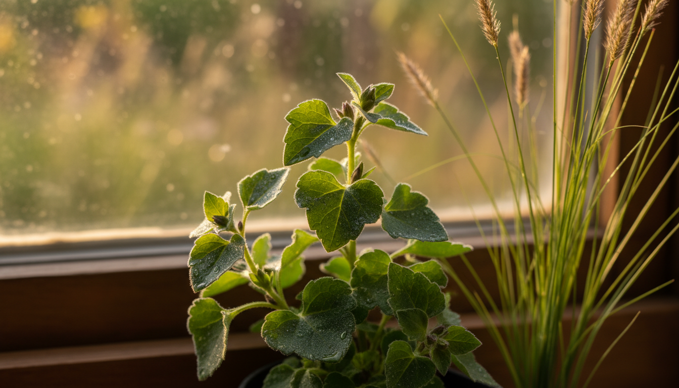 Колокольчик рапунцель (Campanula rapunculus), в коттеджном саду среди декоративных злаков